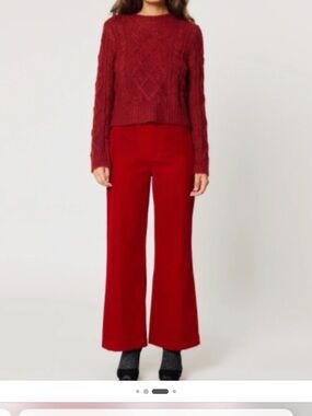 ROLLA'S Red Velvet Wide-Leg Pants in Red 29